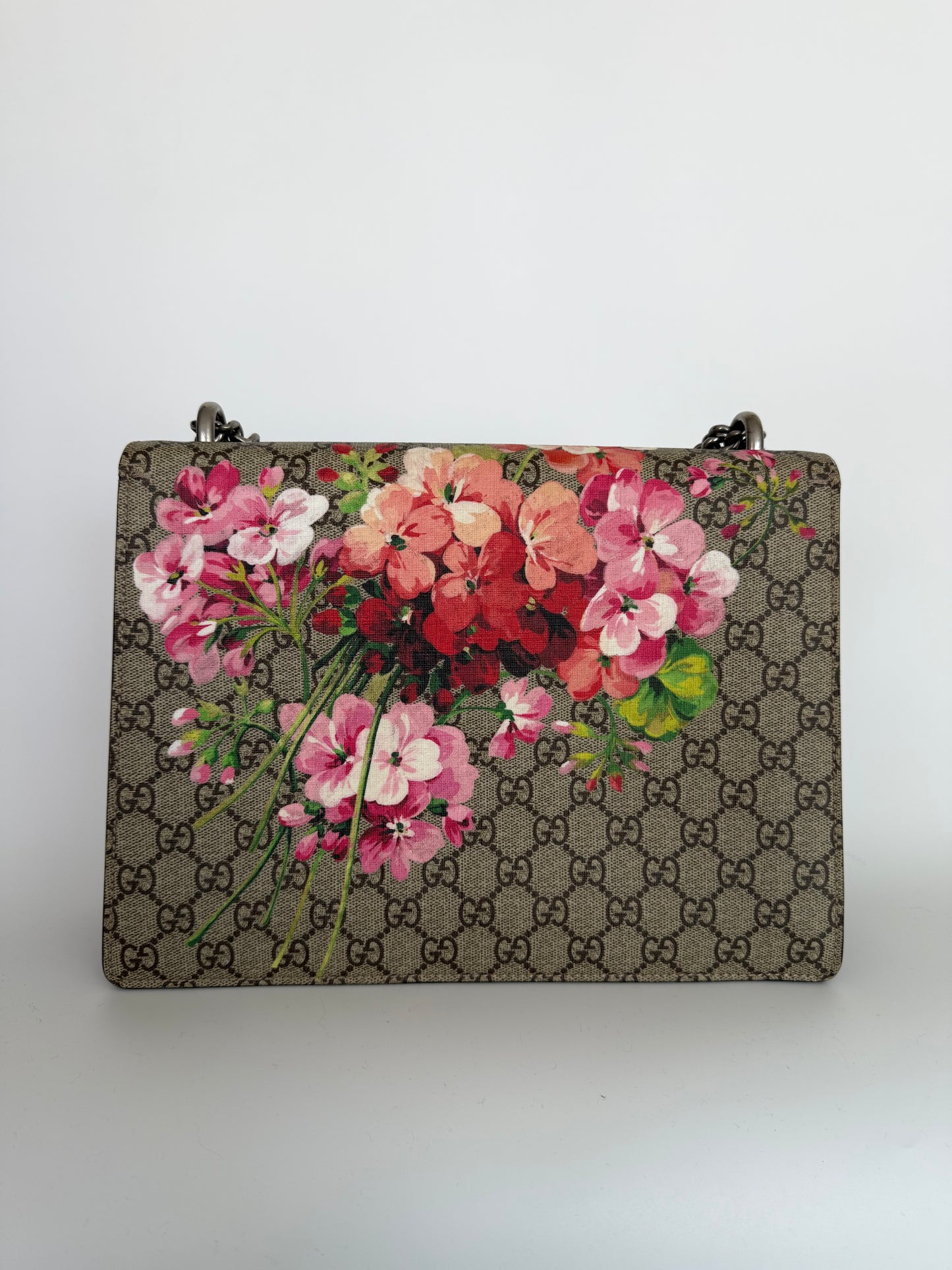 Gucci Dionysus GG Blooms Medium Shoulder Bag – GG Supreme Canvas & Burgundy Suede
